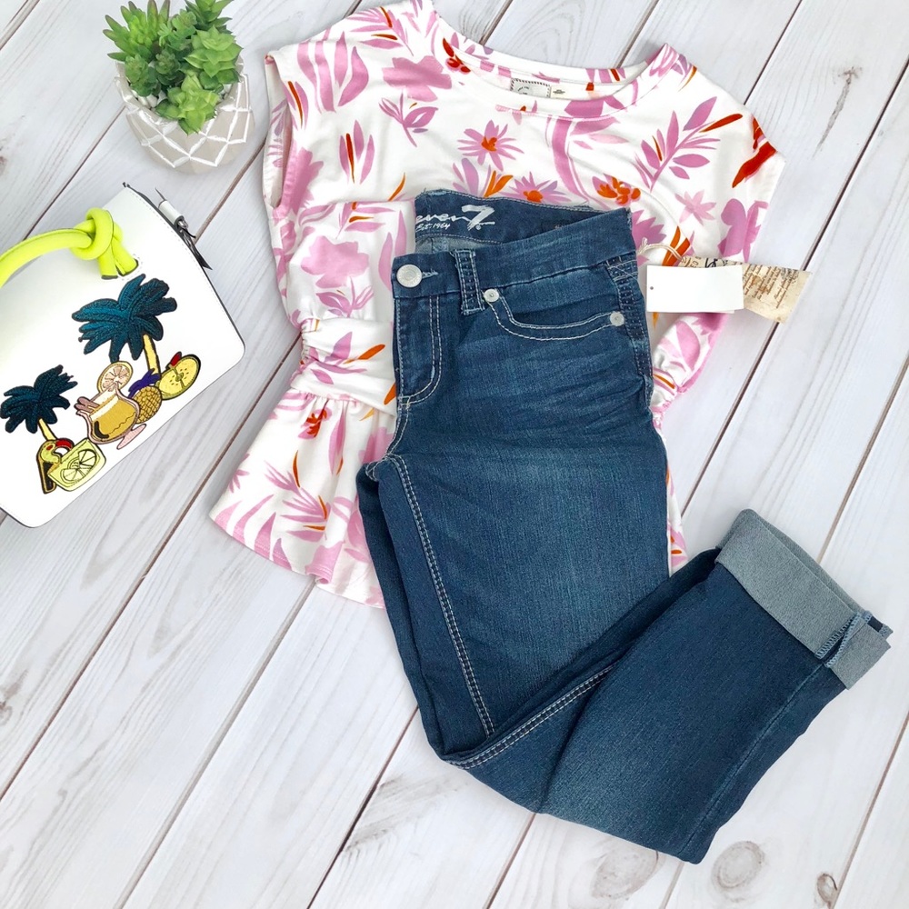 Seven Medium Wash Embroidered Skinny Jean